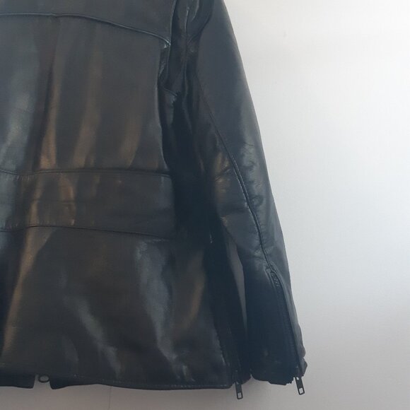 Men's Black Leather Coat - Valois Acton Vale QC - Rare Vintage - Picture 6 of 12